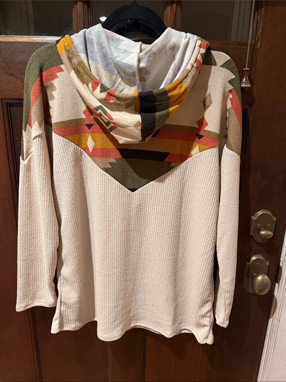 BiBi Beige Crewneck Sweater with Aztec Yoke - Picture 4 of 4